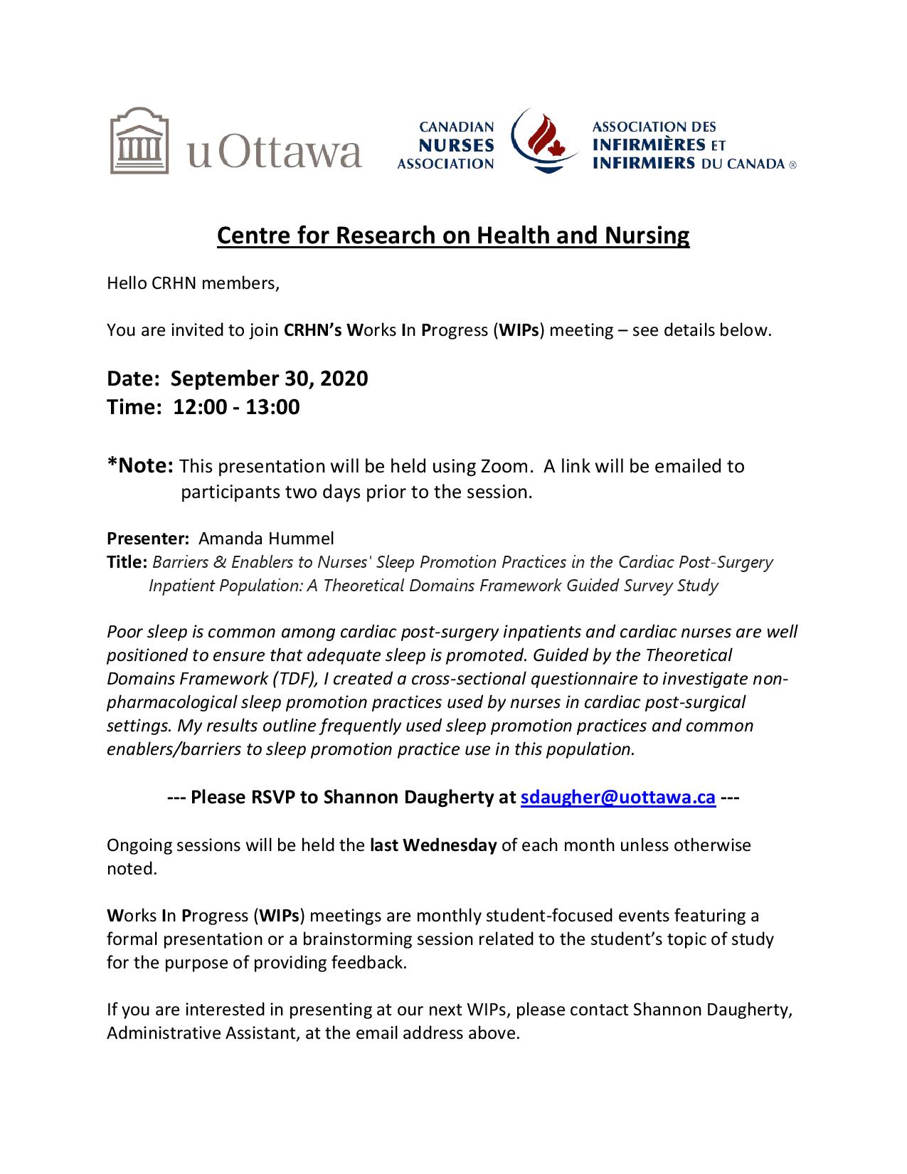 Barriers & Enablers to Nurses’ Sleep Promotion Practices in the Cardiac Post-Surgery Inpatient Population: A Theoretical Domains Framework Guided Survey Study